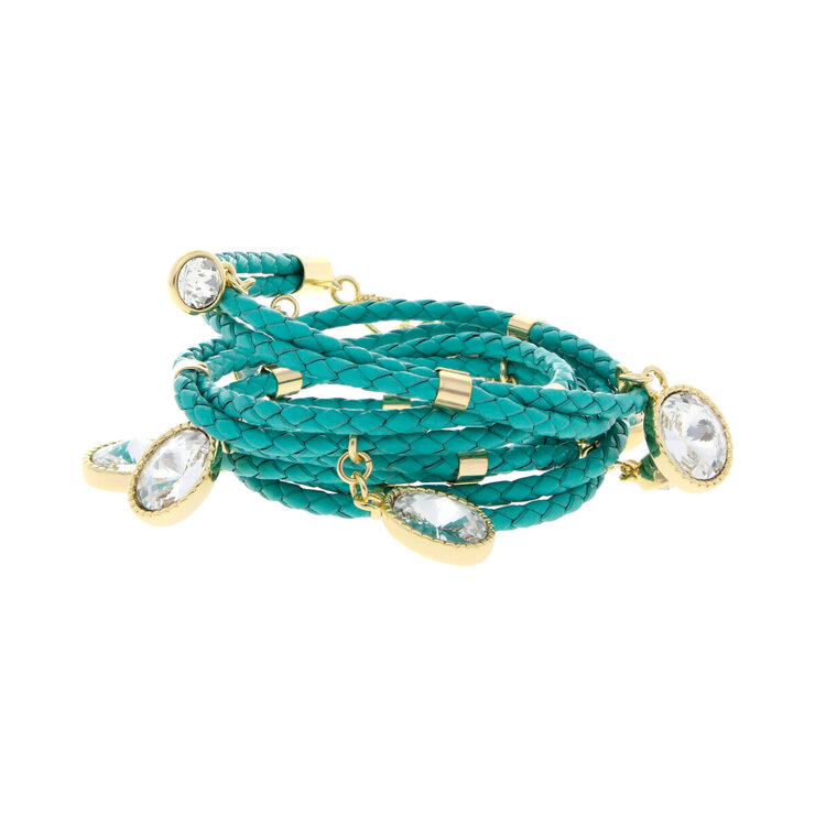 Mayfer, Pulsera de Piel, Colección Praga, con Cristales Austríacos, en Varios Colores — Imagen 3 de 4
