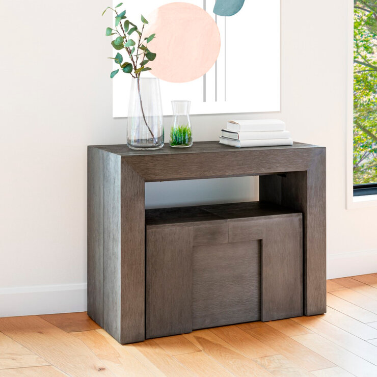 Transformer Table, Set de Comedor Expandible, Capacidad de hasta 12 Personas, 100% Madera, Color Gris — Imagen 4 de 4