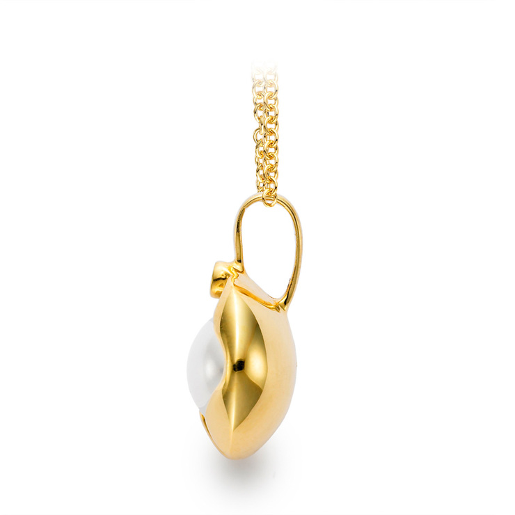 0.15ctw Collar de Perla Cultivada y Diamante, Oro Amarillo de 14kt — Imagen 2 de 2