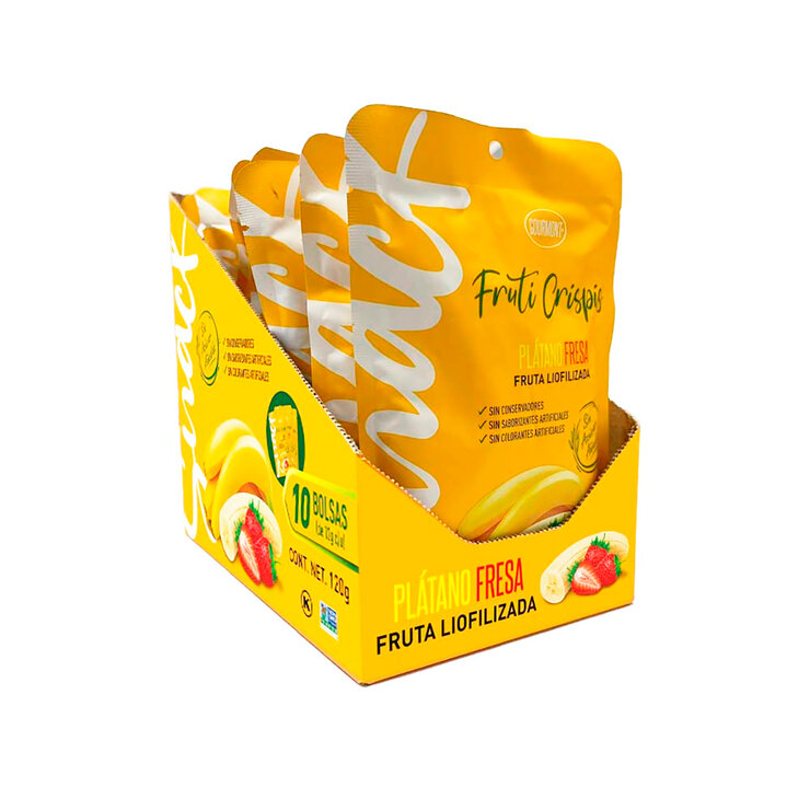 Fruti Crispis Fruta Liofilizada Sabor Plátano Fresa 10 pzas de 12 g — Imagen 3 de 4