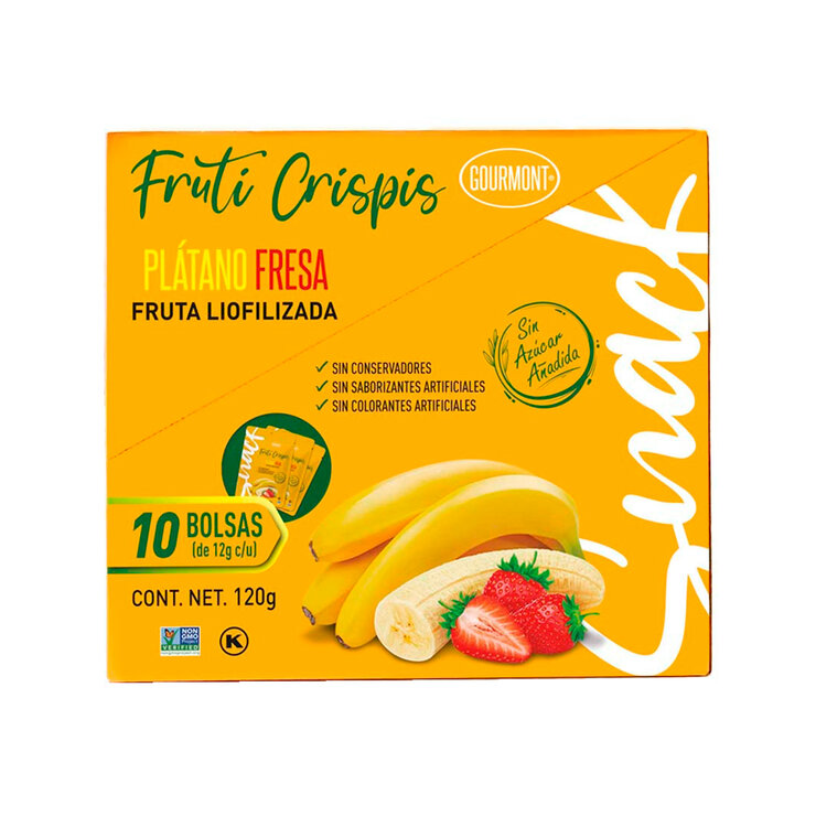 Fruti Crispis Fruta Liofilizada Sabor Plátano Fresa 10 pzas de 12 g — Imagen 1 de 4