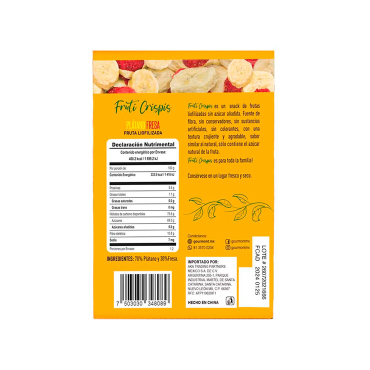 Fruti Crispis Fruta Liofilizada Sabor Plátano Fresa 10 pzas de 12 g — Imagen 4 de 4
