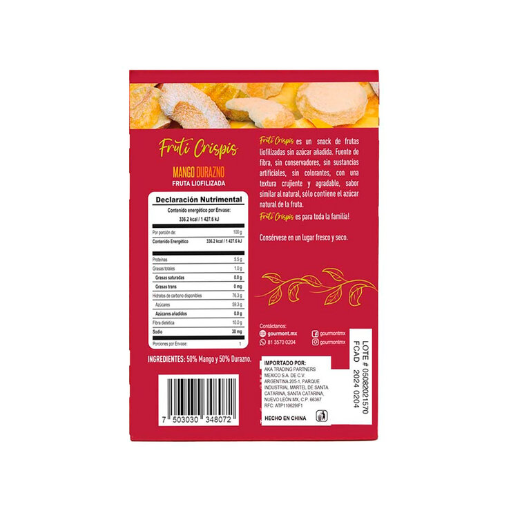 Fruti Crispis Fruta Liofilizada Sabor Mango Durazno 10 pzas de 10 g — Imagen 4 de 4