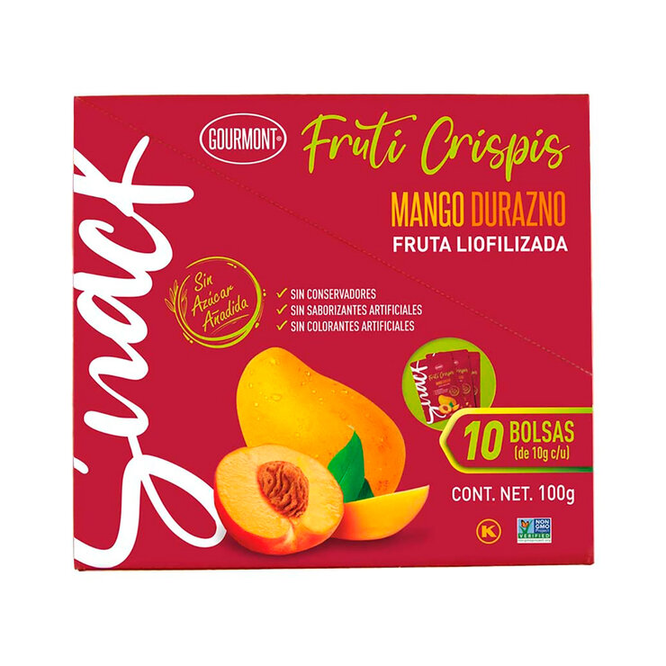Fruti Crispis Fruta Liofilizada Sabor Mango Durazno 10 pzas de 10 g — Imagen 1 de 4
