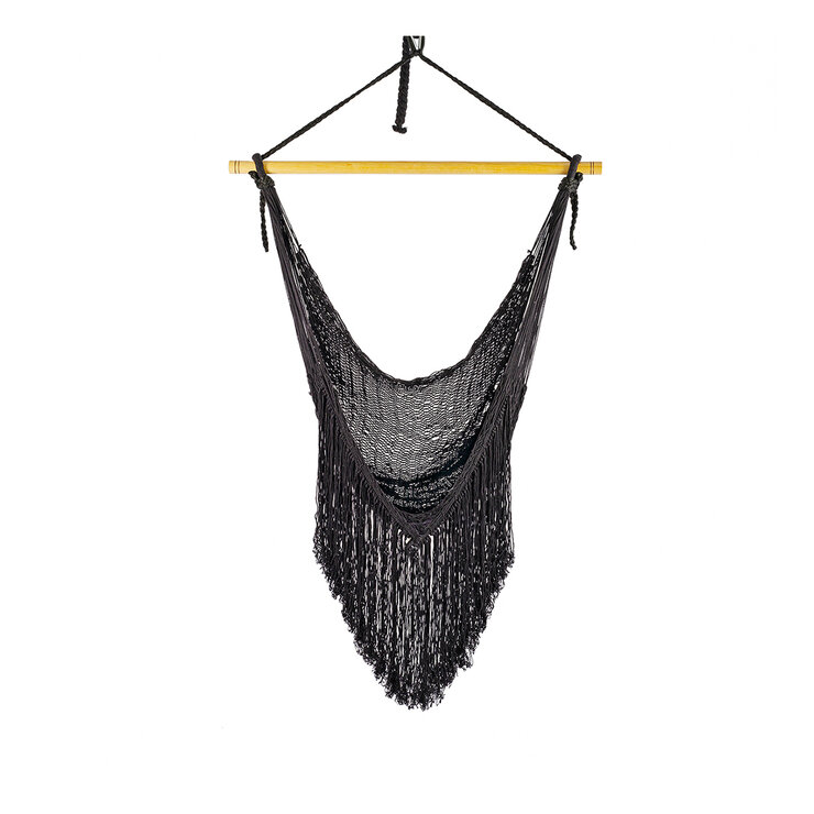 Arte Mayab, Hamaca Estilo Columpio Tejido, de Algodón, Color Negro, para una Persona — Imagen 1 de 4