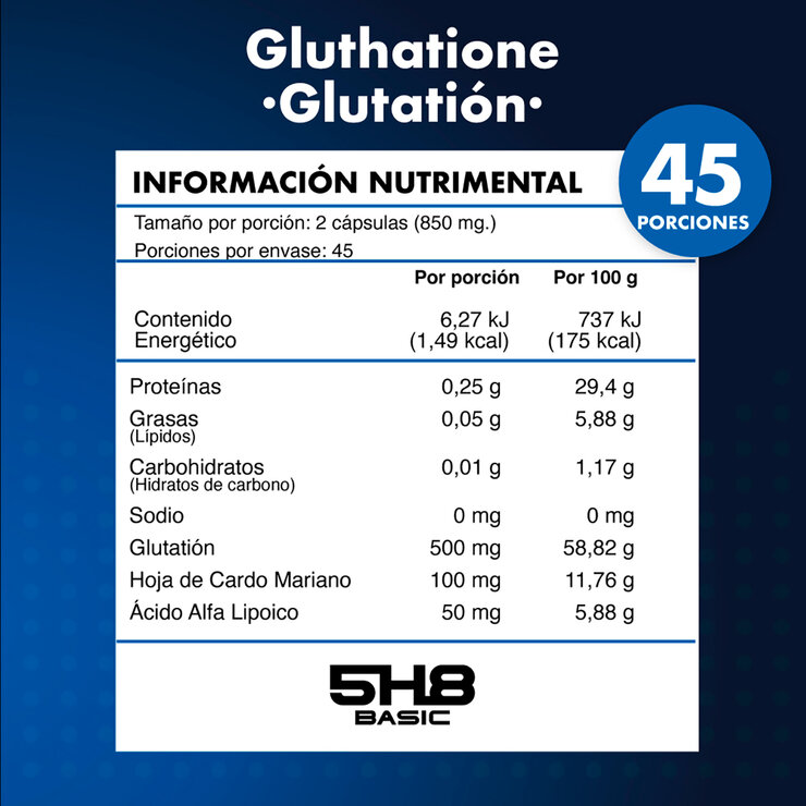 5H8 Glutatión con Cardo Mariano y Ácido Alfa Lipoico 90 Cápsulas — Imagen 3 de 4