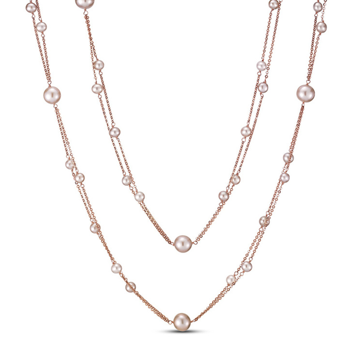 Collar de Perlas, 4.5-8.5mm, Oro Rosa de 14kt — Imagen 2 de 4