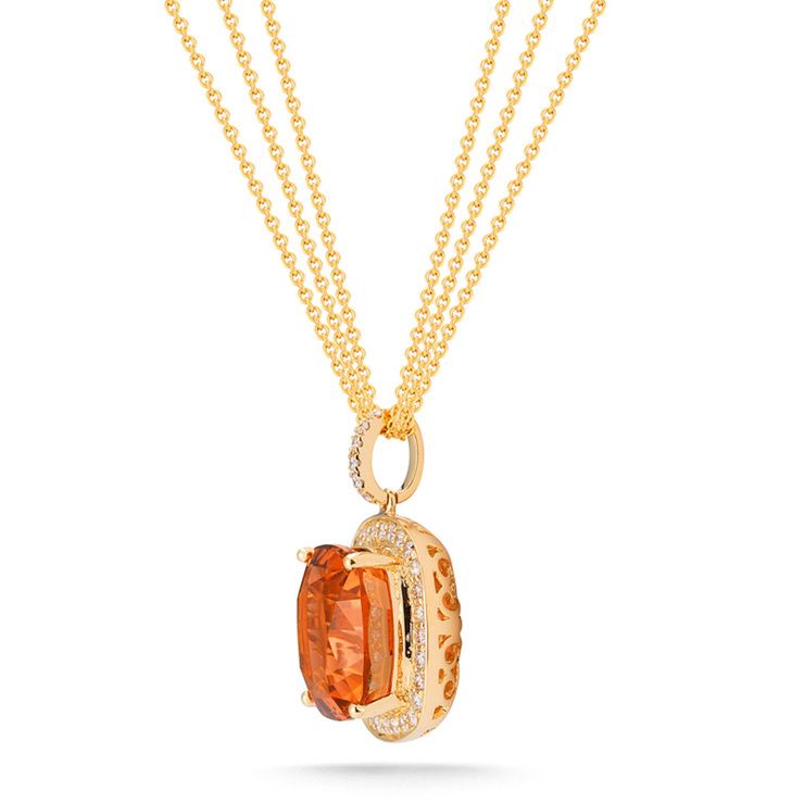 0.65ctw, Collar de Turmalina Naranja y Diamantes, Oro Amarillo de 18kt — Imagen 3 de 4