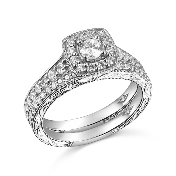 0.87ctw, Anillo de Diamantes, Oro Blanco de 14kt — Imagen 1 de 4