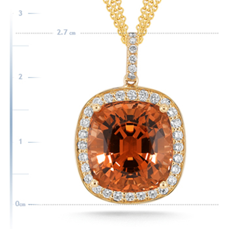 0.65ctw, Collar de Turmalina Naranja y Diamantes, Oro Amarillo de 18kt — Imagen 4 de 4