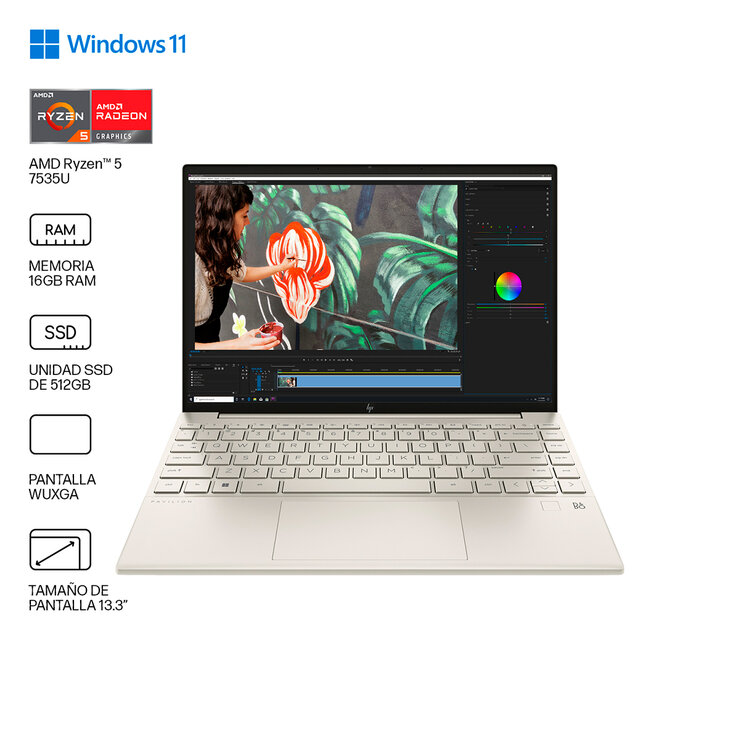 HP Pavillion Laptop  13.3" AMD Ryzen 5-7535U 16GB 512GB SSD  Windows 11 — Imagen 3 de 4