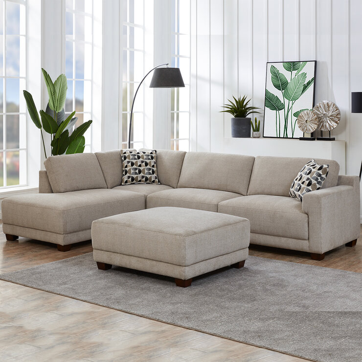Synergy Home Furnishings, Sofá Seccional de Tela con Otomano — Imagen 1 de 4