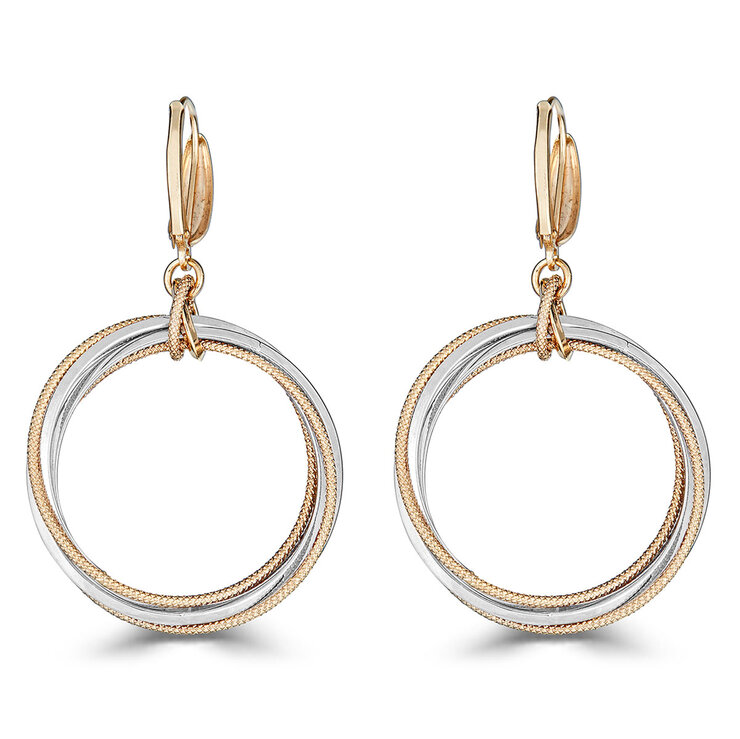 Aretes, Circulos, Oro Amarillo y Blanco de 14K — Imagen 2 de 2