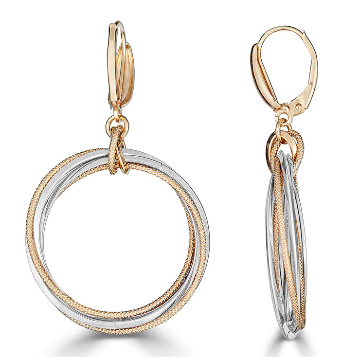 Aretes, Circulos, Oro Amarillo y Blanco de 14K — Imagen 1 de 2