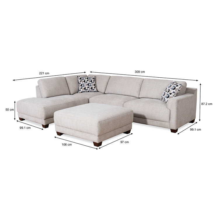 Synergy Home Furnishings, Sofá Seccional de Tela con Otomano — Imagen 4 de 4