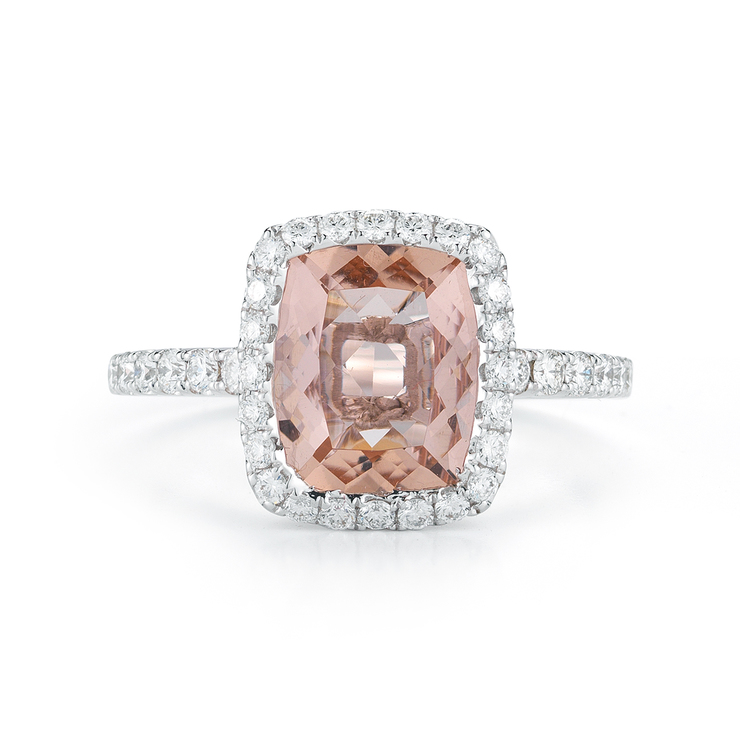 Anillo de Morganita con Diamantes, (0.46ctw), Oro Blanco de 14Kt — Imagen 2 de 4