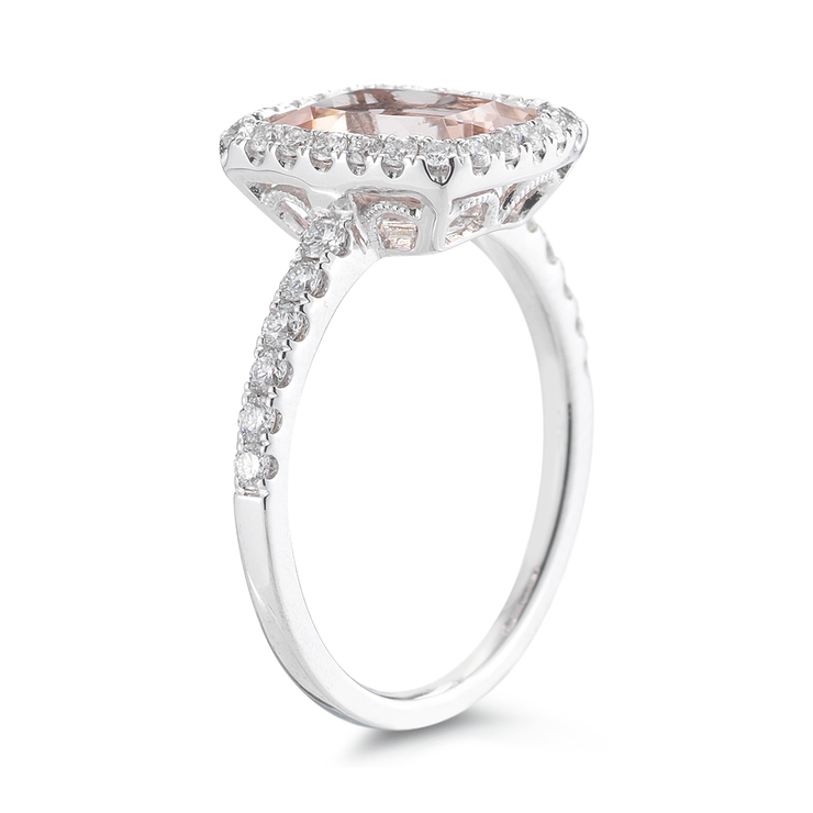 Anillo de Morganita con Diamantes, (0.46ctw), Oro Blanco de 14Kt — Imagen 3 de 4