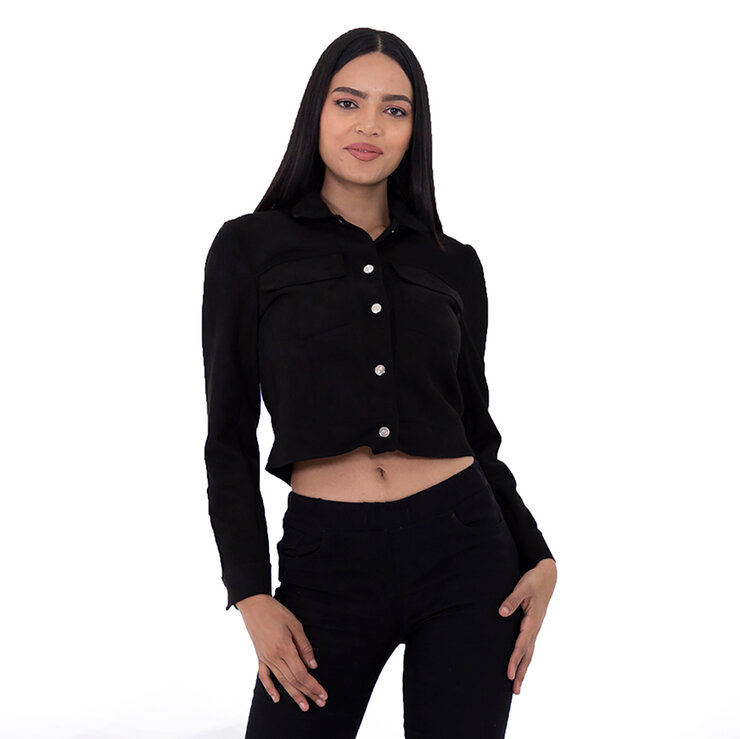 Shyla, Chamarra de Suede, Color Negro, para Dama, Varias Tallas — Imagen 1 de 2