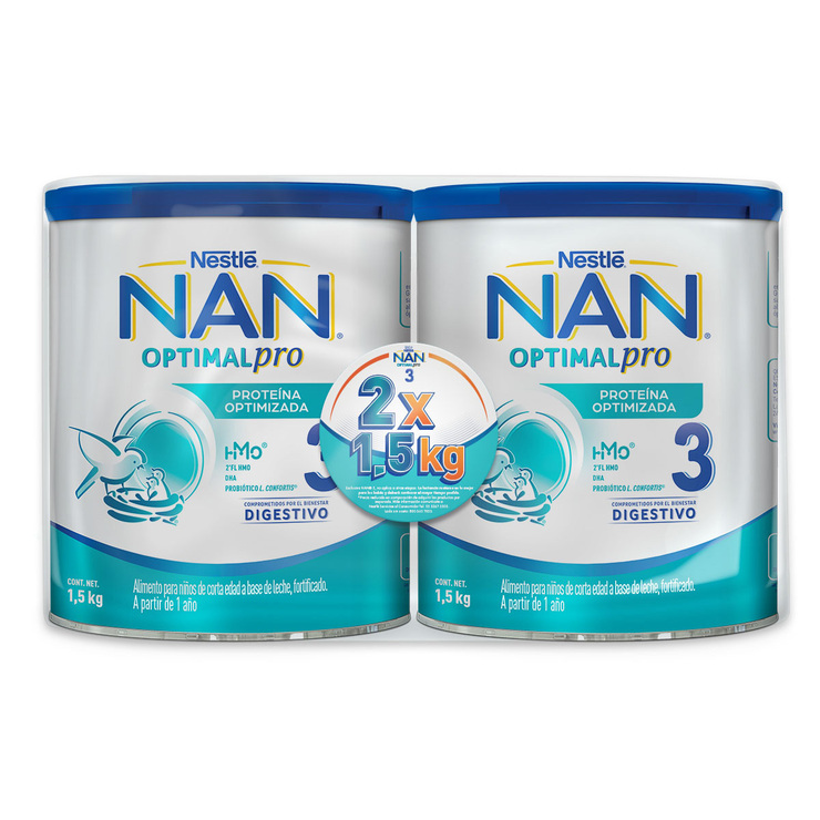 Nestle NAN Optipro 3, Fórmula para bebé (2 latas de 1.5 kg c/u) — Imagen 1 de 4