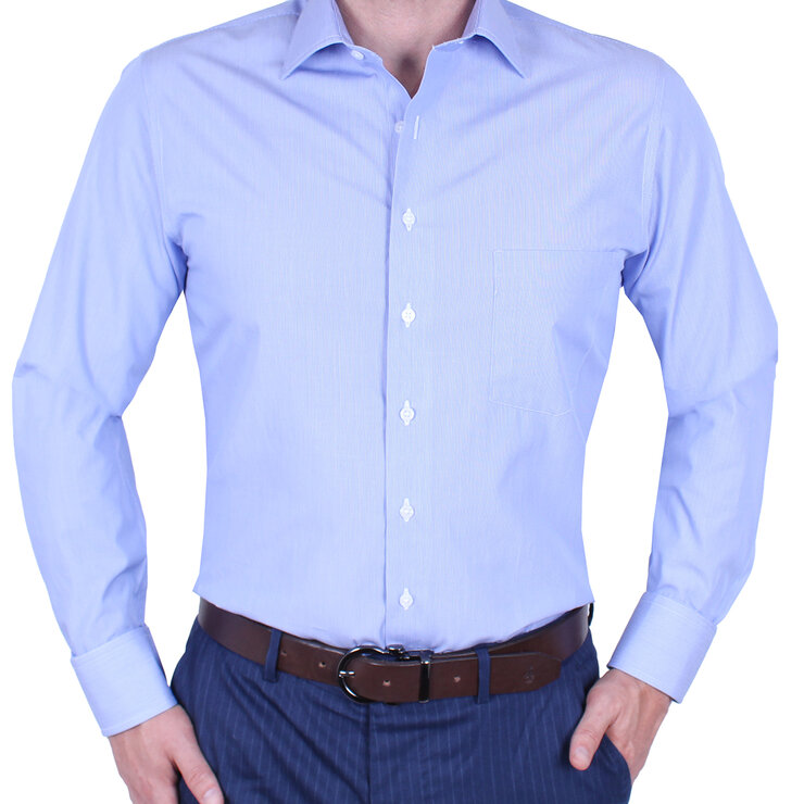 Emporio Colombo, Camisa para Caballero, Corte Slim y/o Regular, Rayas Azules, Varias Tallas — Imagen 1 de 3