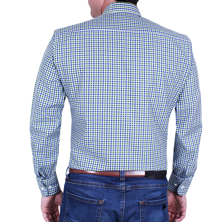 Emporio Colombo, Camisa para Caballero, Corte Slim y/o Regular, Cuadros Verde Marino, Varias Tallas — Imagen 3 de 3