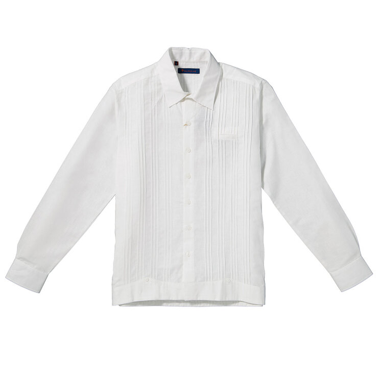 Palmerino, Guayabera de Lino Manga Larga, para hombre, Color Blanco, Modelo Presidente, Varias Tallas — Imagen 1 de 2