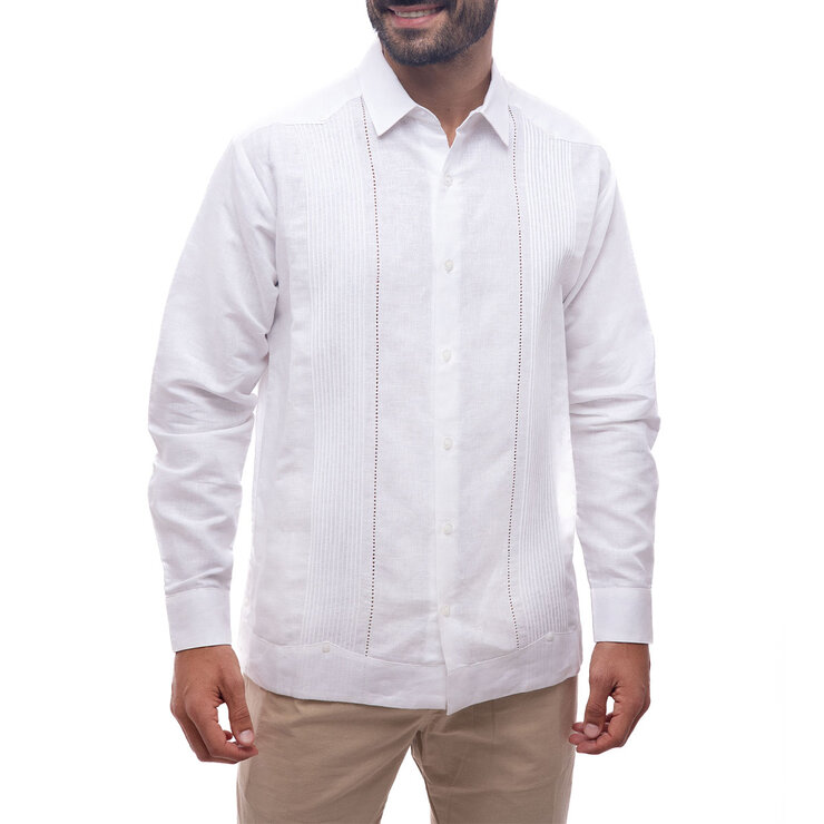 G. Candila, Guayabera de Manga Larga, Color Blanco, Varias Tallas — Imagen 1 de 2