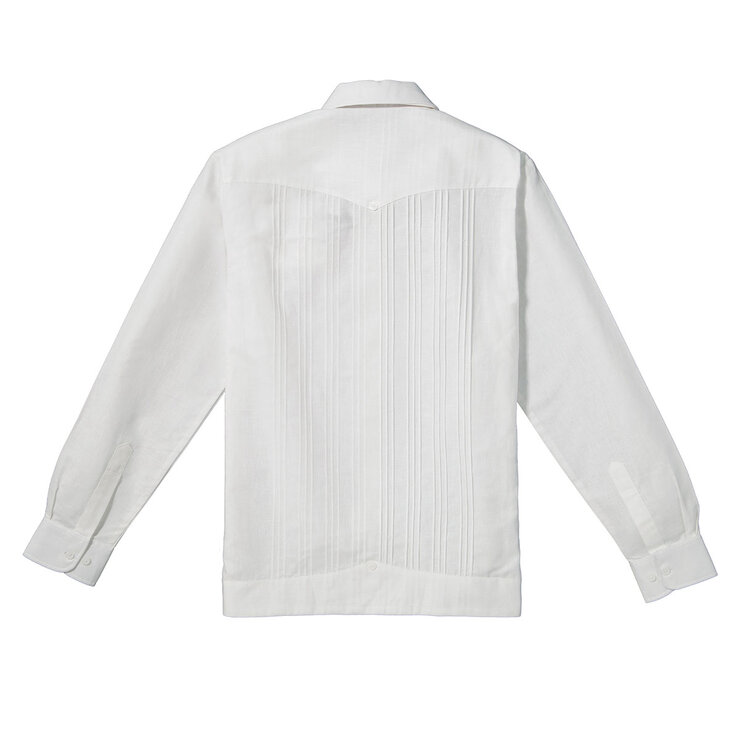 Palmerino, Guayabera de Lino Manga Larga, para hombre, Color Blanco, Modelo Presidente, Varias Tallas — Imagen 2 de 2