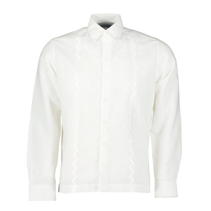 Palmerino, Camisa de Lino Manga Larga, para Caballero, Color Blanco, Modelo Raoni, Varias Tallas — Imagen 1 de 2