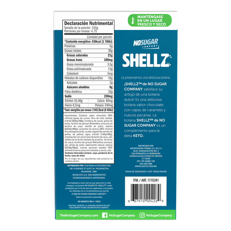 Shellz Botana Sabor Chocolate con Carmelo y Nueces Pecanas 25 pzas de 19 g — Imagen 2 de 2