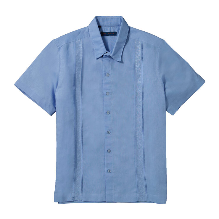 Palmerino, Camisa de Lino Manga Corta para hombre, Color Placid Blue, Modelo Released, Varias Tallas — Imagen 1 de 2