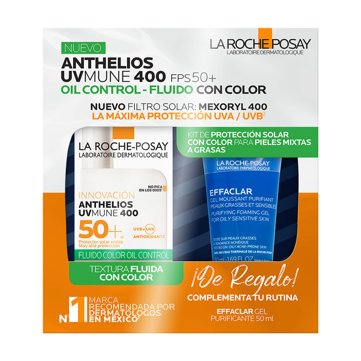 Kit  Anthelios UV Mune 400 FPS 50+ Oil Control-Fluido con color 50ml + Effaclar Gel Purificante 50 ml — Imagen 3 de 3