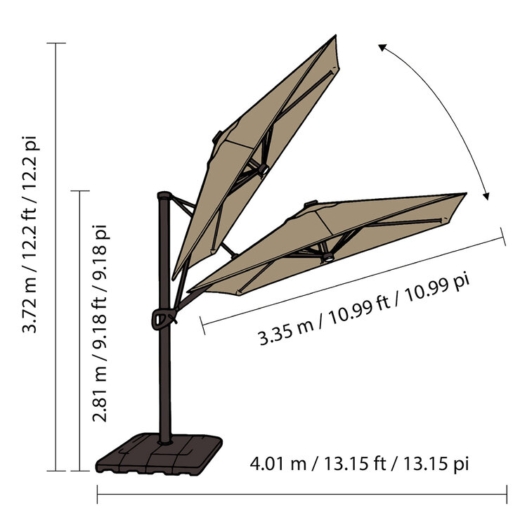 Seasons Sentry, Sombrilla Cuadrada Voladiza de 3.35 m con Base — Imagen 3 de 4