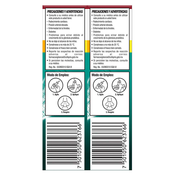 Afrin No Drip, Oximetazolina Suspensión Nasal 0.5mg/ml 2 piezas con 15ml c/u — Imagen 2 de 2
