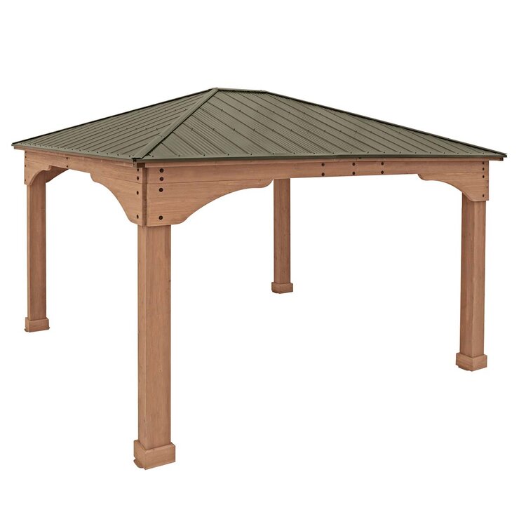 Yardistry Pérgola de Madera de 3.7 m x 4.3 m con Techo de Aluminio — Imagen 3 de 4