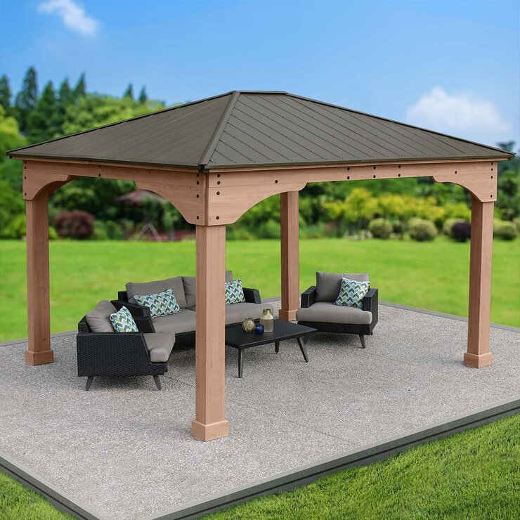 Yardistry Pérgola de Madera de 3.7 m x 4.3 m con Techo de Aluminio — Imagen 4 de 4