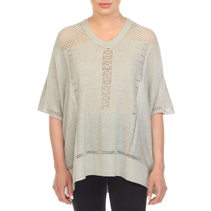 Rain and Rose Poncho Suéter con cuello V para Dama Varias Tallas y Colores — Imagen 3 de 4