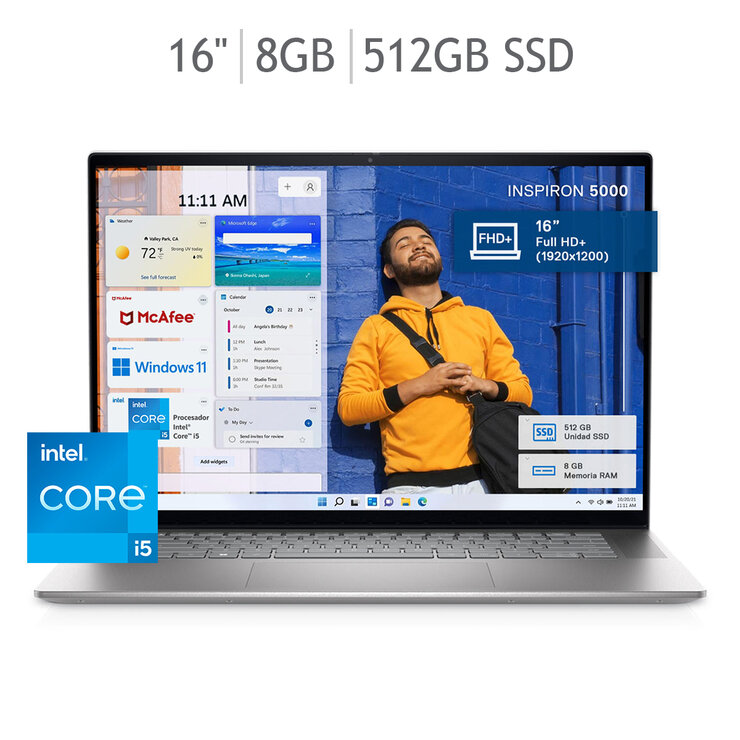 Dell Inspiron Laptop 16"  Intel Core i5-1235U 8GB 512GB SSD Windows 11 — Imagen 1 de 4