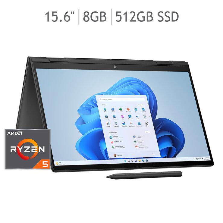 HP - Envy Laptop 15.6" x360 AMD Ryzen 5-7530U 8GB 512GB SSD + Headset HyperX Stinger + Stylus Pen — Imagen 1 de 4