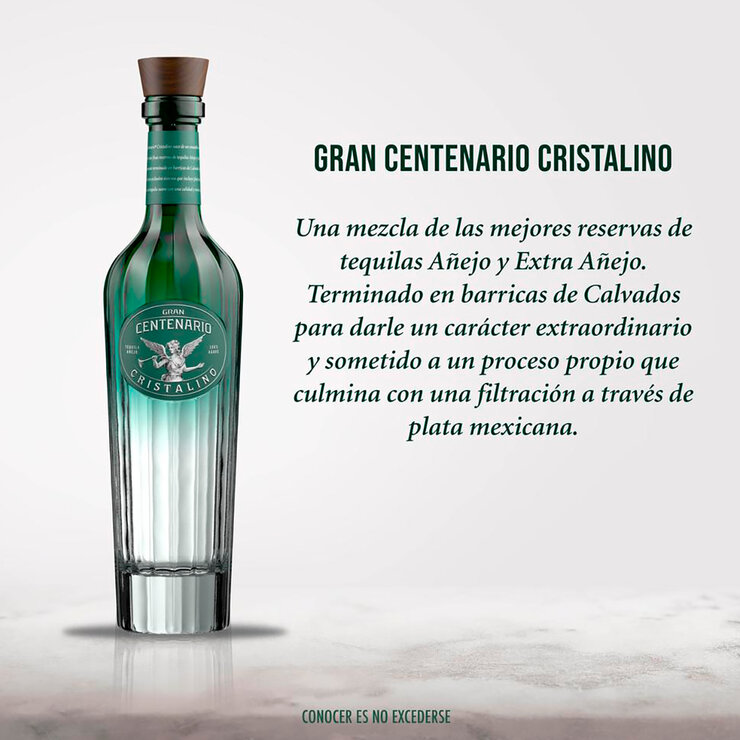 Tequila Gran Centenario Añejo Cristalino 750ml — Imagen 2 de 4