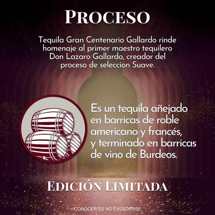 Tequila Gran Centenario Gallardo Extra Añejo 750ml — Imagen 3 de 3