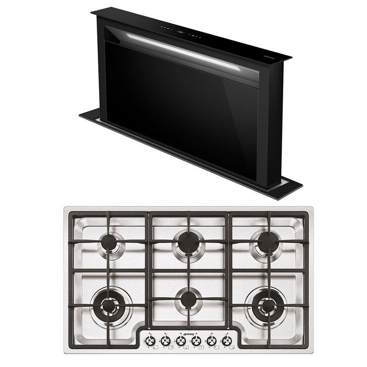 Smeg Combo Parrilla de gas + Campana downdraft de 90cm — Imagen 1 de 3