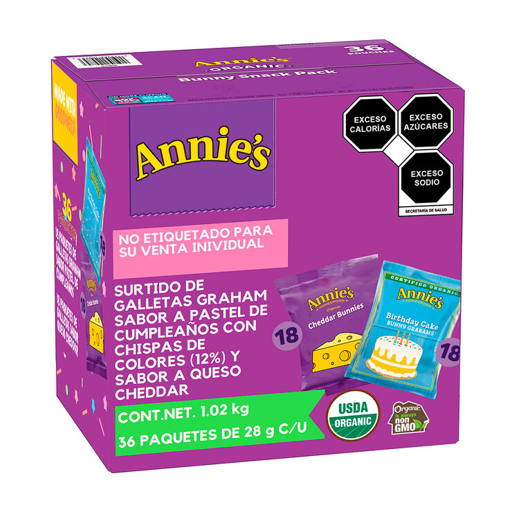 Annie's Surtido de Galletas Graham Variedad de Sabores 36 pzas de 28 g — Imagen 1 de 3