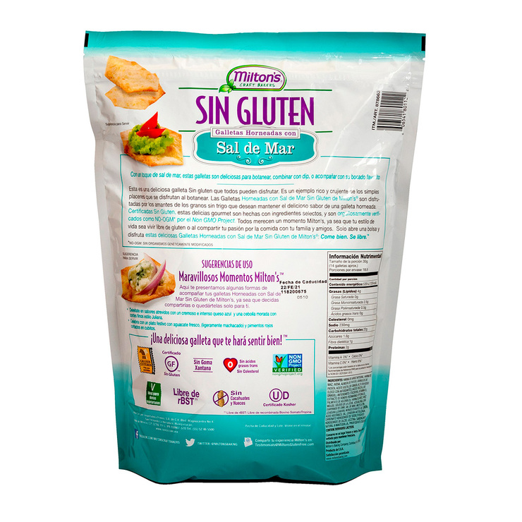Milton's Galletas Horneadas con Sal de Mar 567g — Imagen 2 de 2