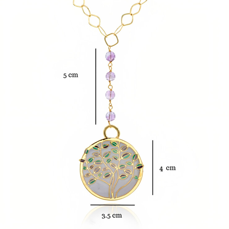 Ablime, Juego de Aretes, Anillo y Corbatín de Árbol de la Vida en Baño de Oro — Imagen 2 de 4