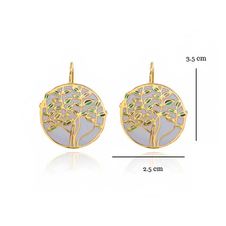 Ablime, Juego de Aretes, Anillo y Corbatín de Árbol de la Vida en Baño de Oro — Imagen 3 de 4