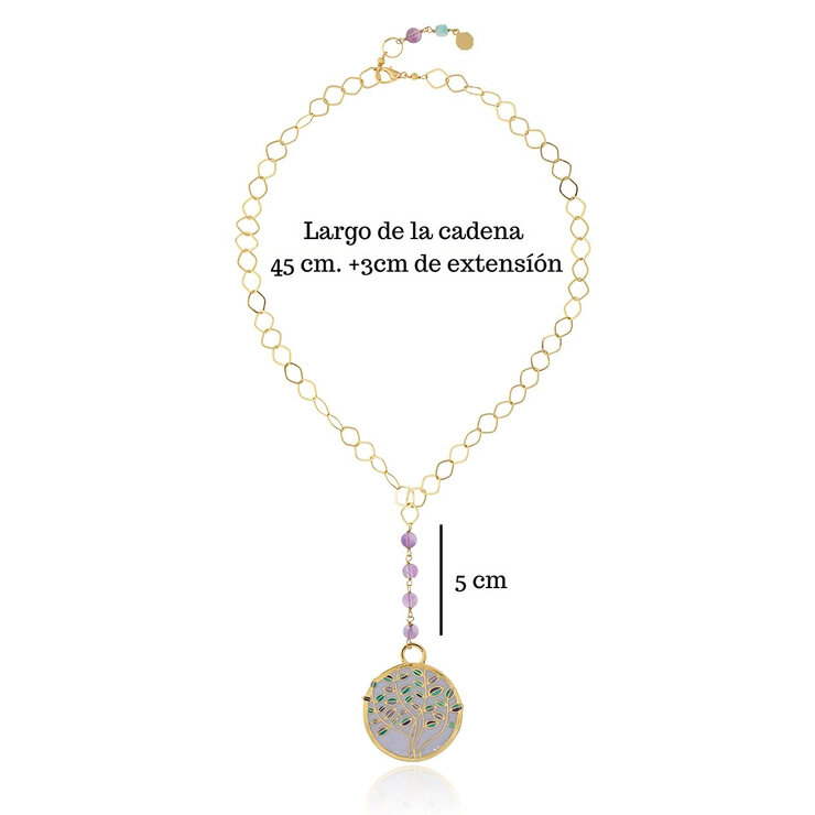 Ablime, Juego de Aretes, Anillo y Corbatín de Árbol de la Vida en Baño de Oro — Imagen 4 de 4