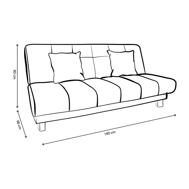 Violanti, Sofa Cama de 3 Plazas Sin Brazo, Color Gris — Imagen 3 de 4