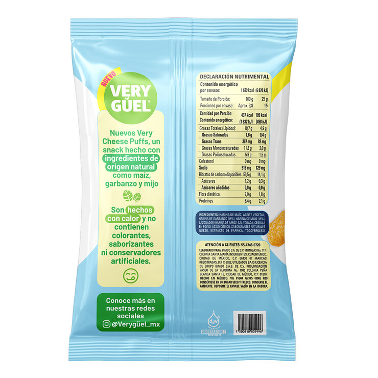 Very Guel Cheese Puffs Botana de Maíz 375 g — Imagen 2 de 4