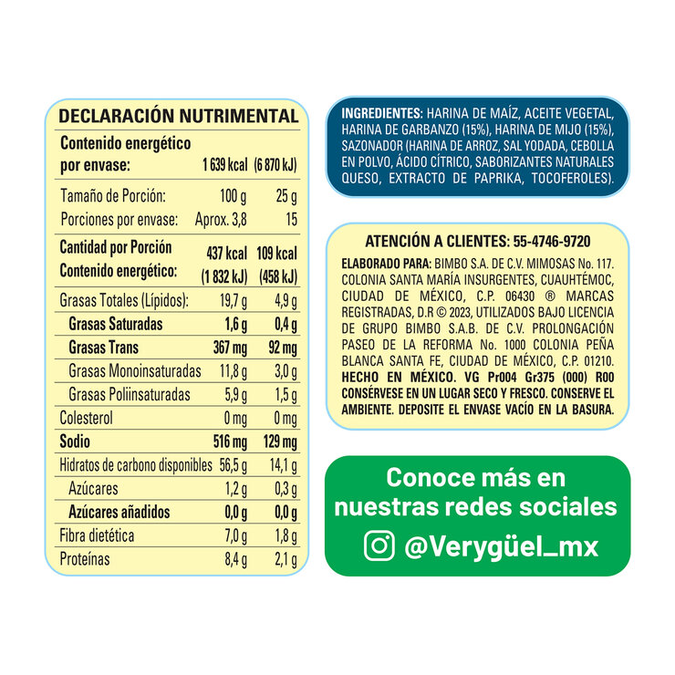 Very Guel Cheese Puffs Botana de Maíz 375 g — Imagen 3 de 4
